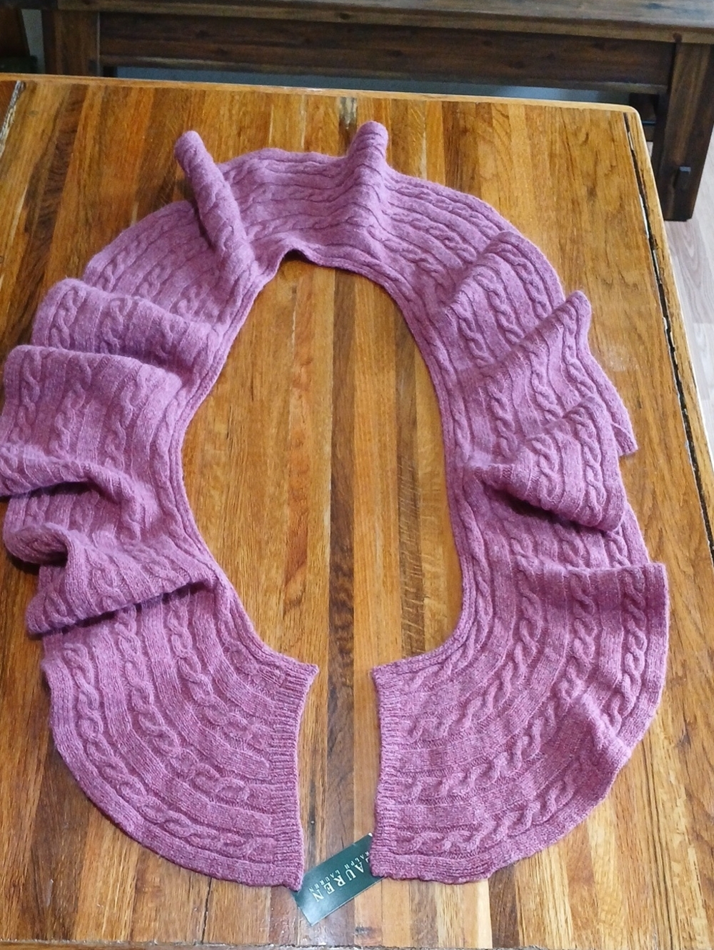Lauren Ralph Lauren Wool Blend Cable Knit Scarf - Heathered Purple